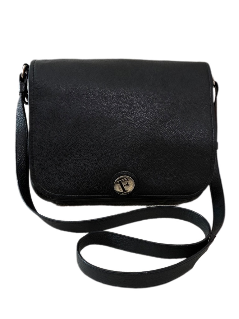 Furla Melody Euc Pebbled Black Leather Medium Crossbody Bag